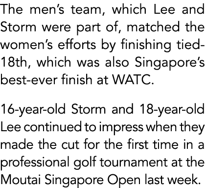 The men’s team, which Lee and Storm were part of, matched the women’s efforts by finishing tied 18th, which was also ...