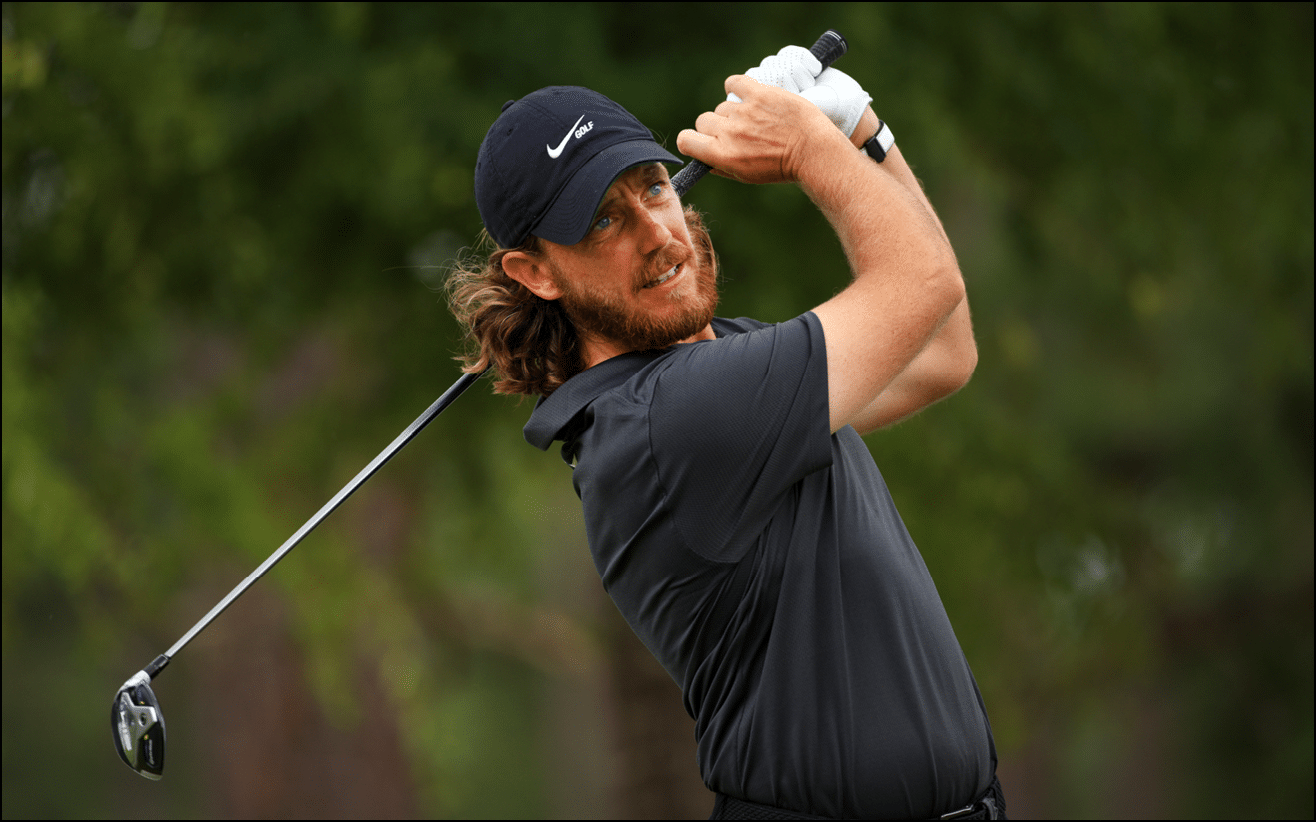 RIDGELAND, SOUTH CAROLINA - JUNE 13: Tommy Fleetwood of England plays his shot from the 18th tee during the final round of the Palmetto Championship at Congaree on June 13, 2021 in Ridgeland, South Carolina  (Photo by Mike Ehrmann Getty Images)